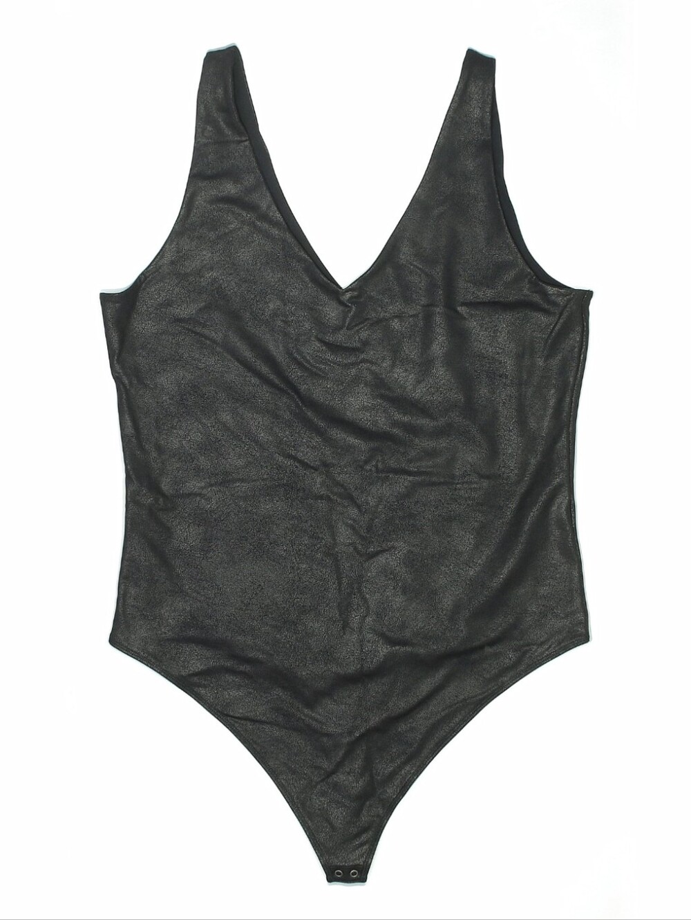 NEW Abercrombie & Fitch Faux Leather Plunge Tank Black Bodysuit Sz XL